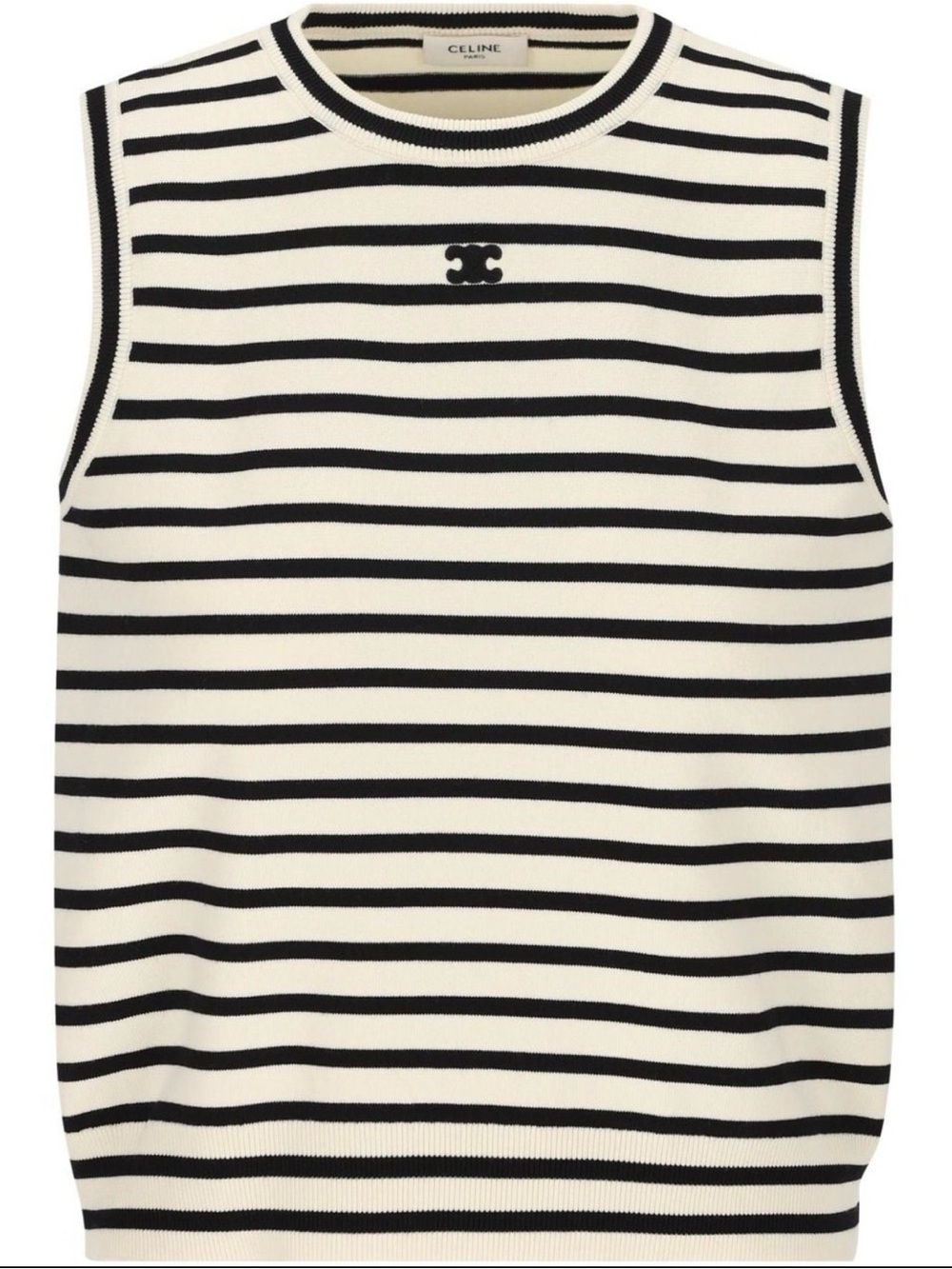 Celine Black and White Striped Sleeveless Knit Tank
